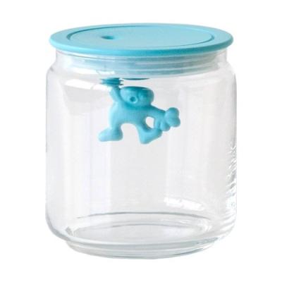 A DI ALESSI AMDR04 AZ GIANNI A LITTLE MAN HOLDING ON TIGHT BOÎTE DE CUISINE EN VERRE BLEU CLAIR
