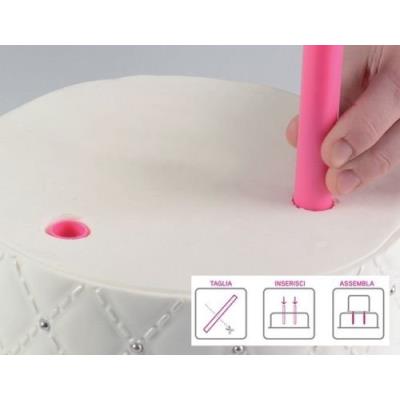 Silikomart 70.127.19.0060 lot de 5 piliers plastique pour supporter gâteaux polypropylène fuchsia