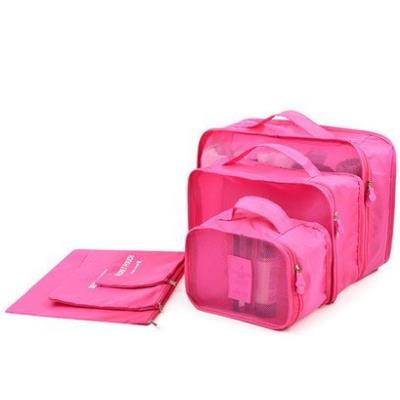 Lot de 6 sacs de voyage , couleur unie ( Rose Bonbon )