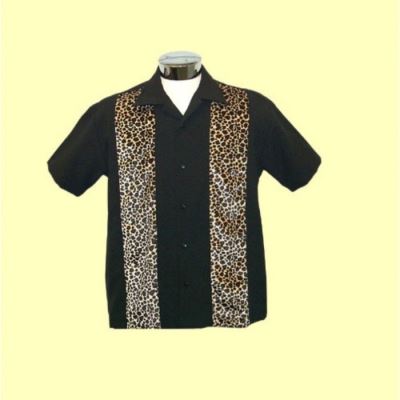 chemise rockabilly noir leopard chemisette homme 2xl