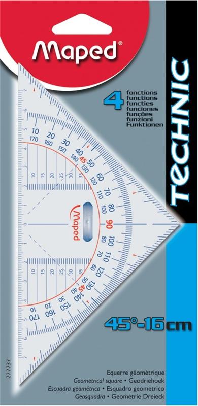 Equerre géométrique Maped hypoténuse 16 cm - Traçage technique multifonctions