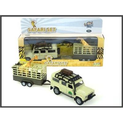 Speelight goed 521723 - safari set landrover avec girafe anhanger en multicolore
