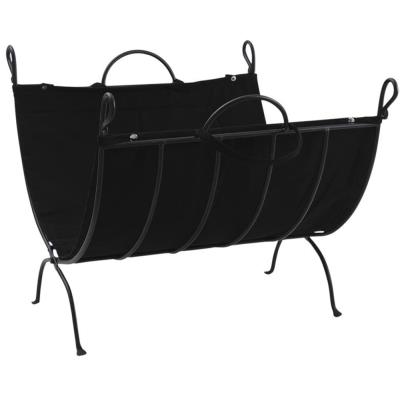 Porte-bûches en fer forgé et coton épais, 62 x 52 x 39 cm -PEGANE-