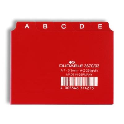 Durable 367003 Jeu De 25 Intercalaires Avec Onglets Imprimés A Z Format A7 Rouge