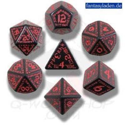 Q-workshop - dés de jeux runiques - couleur : noir & rouge