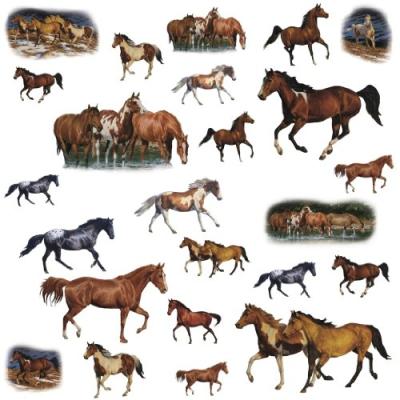 JOMOVAL ROOMMATES STICKER MURAL POUR ENFANT REPOSITIONNABLE CHEVAUX