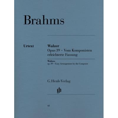 Partitions classique HENLE VERLAG BRAHMS J. - WALTZES OP. 39, EASY ARRANGEMENT BY THE COMPOSER Piano