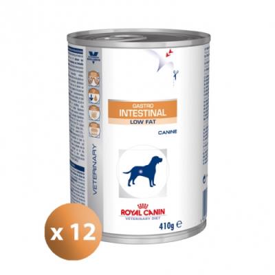 Croquettes royal canin veterinary diet gastro intestinal low fat pour chiens 12 boîtes de 410 g