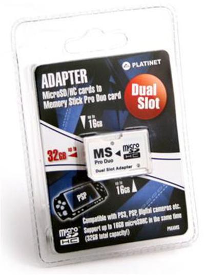 Adaptateur Memory Stick Pro duo pour 2 MicroSDHC