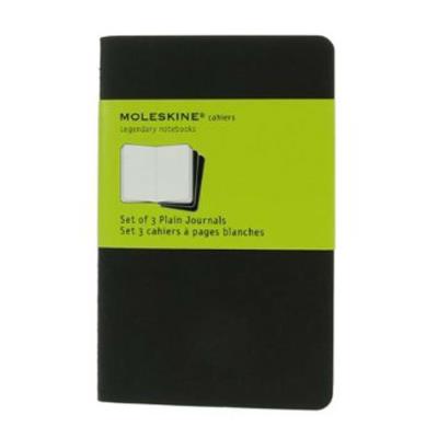 Lot de 5 Sets de 3 cahiers carton 9x14 cm 64 pages unies blanches. Coloris noir