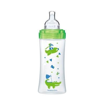 Dodie biberon sensation+ 330ml vert dinosaure +6 mois tétine plate débit 3