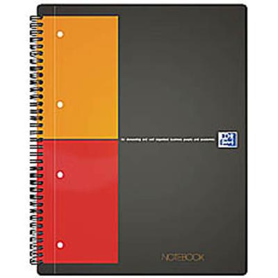 Lot de 5 Cahiers NOTEBOOK spirales, 160 pages perforées 80g, quadrillé 5x5, Format 21 x 31,8 cm, Couverture polypro gris