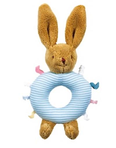 Lapin Hochet Anneau Rayure 10cm Bleu
