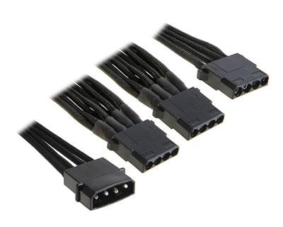 BitFenix - Duplicateur d'Alimentation Molex - 1M(4p)/3F(4p) - 20 cm - Gaine Noire