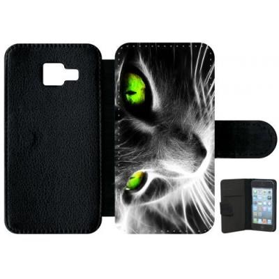Etui samsung galaxy a3 2016 chat noir et blanc yeux vert
