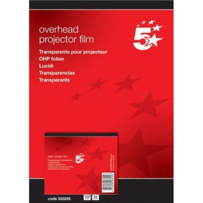 5 Etoiles - ETL-333255 - 333255 - Boîte de 100 transparents antistatiques pour Imprimantes laser - PVC - Incolore