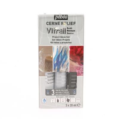 Kit Découverte Vitrail cerne relief BASIQUE 3 x 20 ml