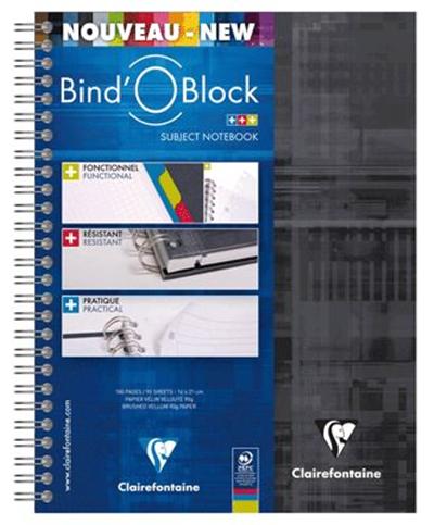 Clairefontaine - Cahier A Reliure Integrale Bind'o Block A5 + 5x5 + 3 Intercalaires Repositionnables