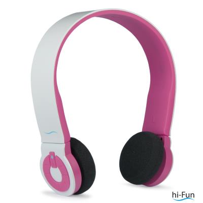 Hi-Fun Hi-EDO Casque Audio Bluetooth pour Smartphone iPhone blanc rose