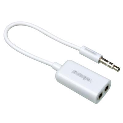Câble 3.5 mm 3 broches stéréo mâle vers 3.5 mm 3 broches stéréo femelle x 2 - blanc - 0.1 m velleman pcmp54