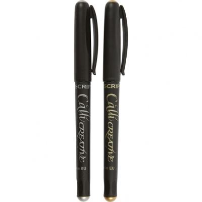 Creotime stylos calligraphies 2 pièces or/argent 2,4 mm