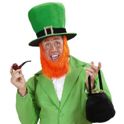 Chapeau haut de forme avec barbe adulte Saint Patrick taille unique