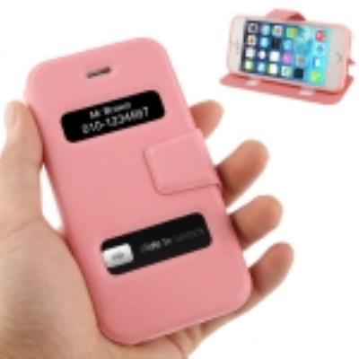 Iphone 5 5S Coque Housse en Cuir PU S-View Rose Texture Peau