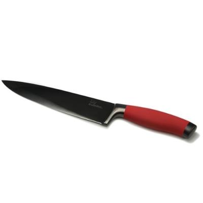 TUTTI CUISINE GLO7474 COUTEAU CHEF REVÊTEMENT TITANE/MANCHE INOX NOIR MAT/ROUGE 15 CM