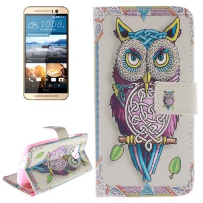 HTC One M9 Housse Etui Cuir PU Hiboux