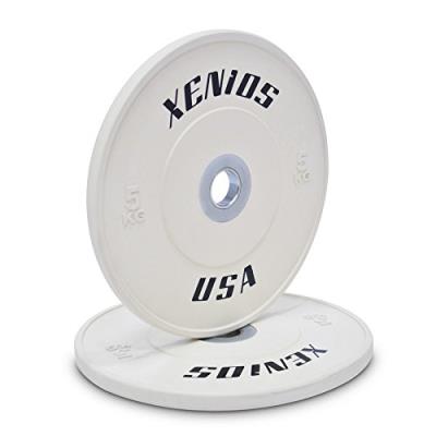 Xenios usa caoutchouc plate competition bumper acier avec clés psbpcrbpl5 blanc 5 kg