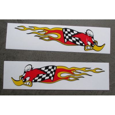 planche de 2 stickers mr horsepower damier flammes D G