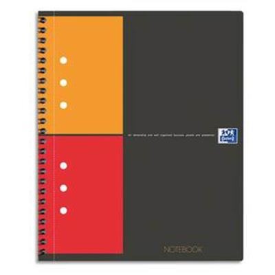 Lot de 5 Cahiers NOTEBOOK spirale Format 17 x 21 cm A5+ 160 pages perforées quadrillé 5x5 Couverture polypro
