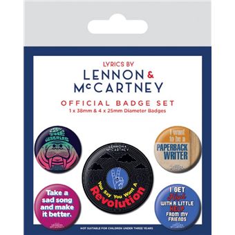 15 x 10 cm 1 X 38mm /& 4 X 25mm Badges Let It Be The Beatles Paquet De Badges