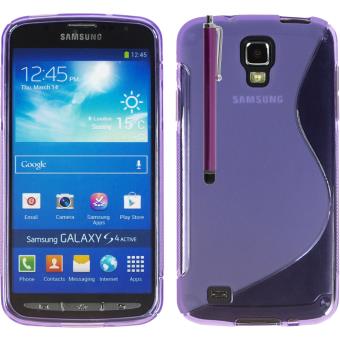 Coque silicone gel S-Line stylet pour Samsung Galaxy S4 Active I9295/ I537 LTE - VIOLET