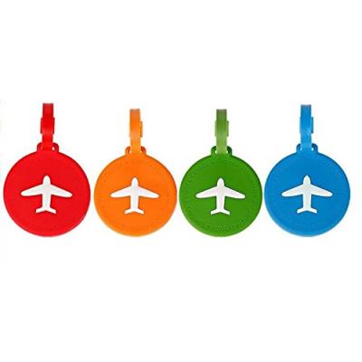 NOVAGO Lot de 4 Étiquettes à bagages / Étiquettes à valise AVION ( Rond )