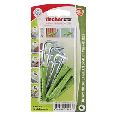 Fischer 524808 Greenline Lot de 4 Chevilles universelle UX 8 x 50 mm R WH K
