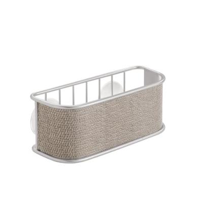 Interdesign 70912eu twillo panier à ventouse pour éponge/grattoir/savon métal metallico/argent 6,6 x 16 x 6,35 cm