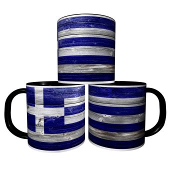 Mug Personnalisé Drapeau Grèce - Tasse Café 325 Ml En Céramique Blanche