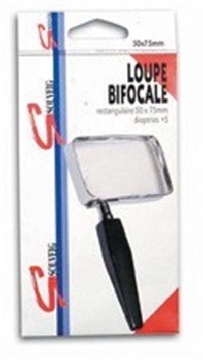 Loupe rectangulaire lentille acrylique bifocale cerclée métal 5x7,5cm