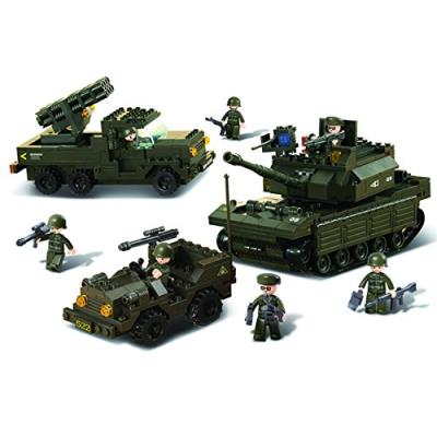Sluban - m38-b6800 - jeu de construction - army set - char + lance roquettes + jeep