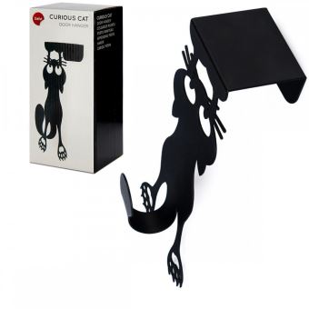 PORTE MANTEAU CURIOUS CAT NOIR METAL