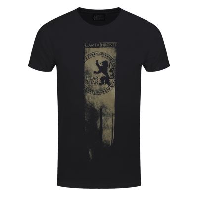 Game of Thrones T-Shirt Lannister Flag - Hear Me Roar Homme Noir - Taille XL