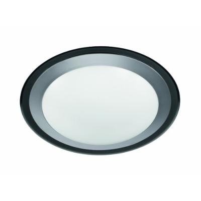 Reality Leuchten R62511242 Plafonnier En Plastique Blanc Avec Anneau En Acrylique Fumé Et Ampoule Led Smd 12 W, 700 Lm, 3000 K Ø