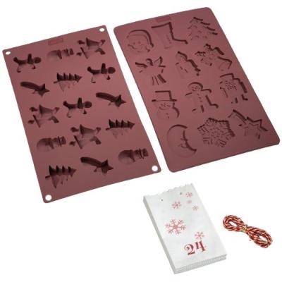 LURCH 65026 FLEXIFORM SET CALENDRIER DE L'AVENT AVEC 2 MOULES + ACCESSOIRES CARMIN