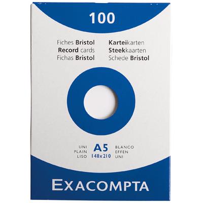 Bristol Exacompta 148x210mm 205g Uni - Etui de 100 fiches - Blanc