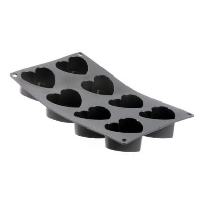 DE BUYER-MOUL FLEX-1970.01-MOUL ' FLEX NOIR PLAQUE DE 8 PETITS COEURS