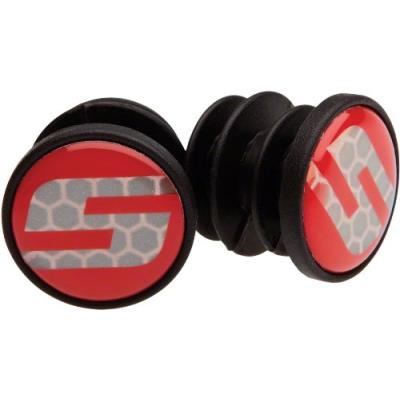 Sram road s logo handlebar end plug - black red, 2 pack