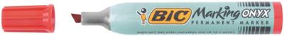 Marqueur Permanent Bic Marking Onyx 1591 corps métal pointe biseau Rouge Rouge