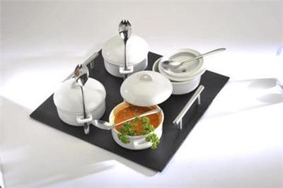 Lebrun couverts ardoise*mn cocotte(4)+plt ca 30+cuil.(4)