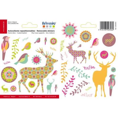 ARTEMIO 40 Stickers Repositionnables Cerfs